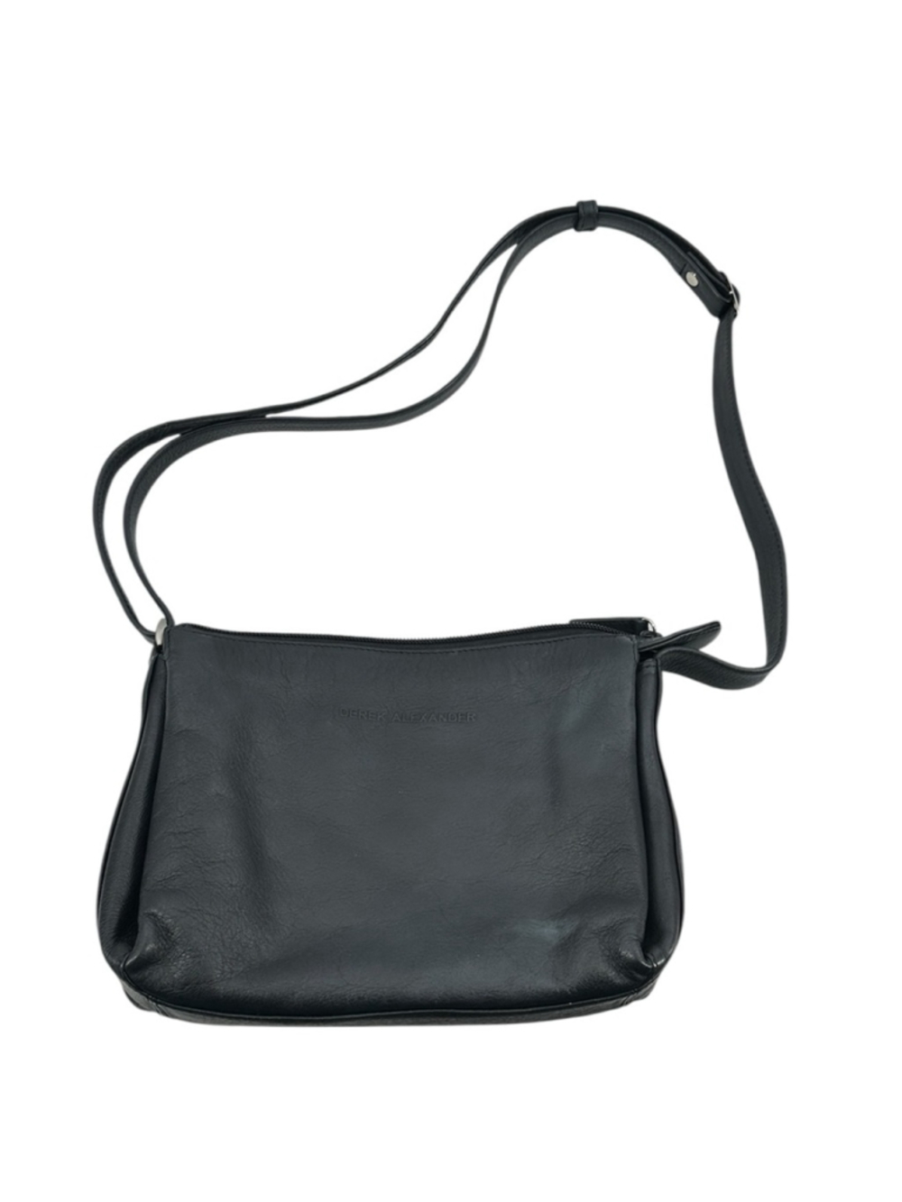 Derek Alexander Black Leather Shoulder Bag crossbody 3 compartment card holder